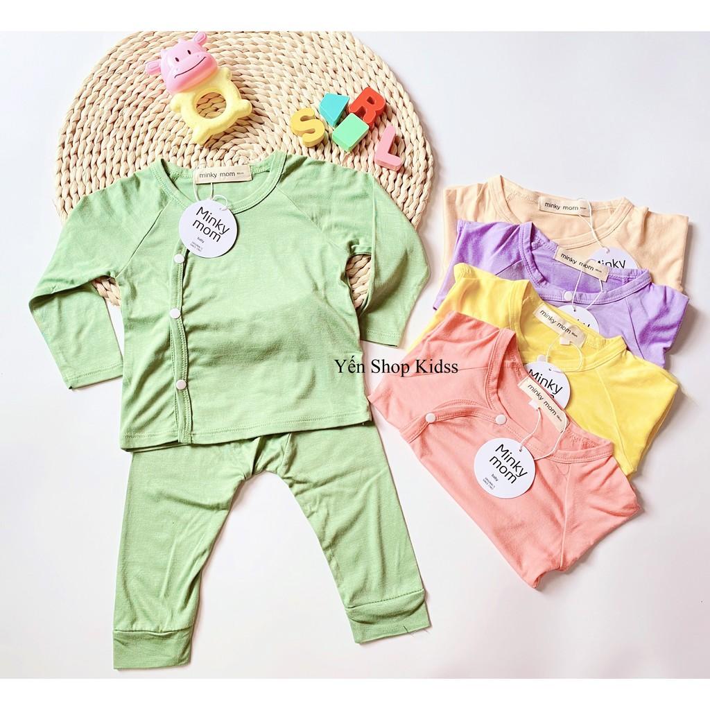 Bộ Dài Tay Minky Mom Cài Lệch Sơ Sinh Cho Bé Yêu
