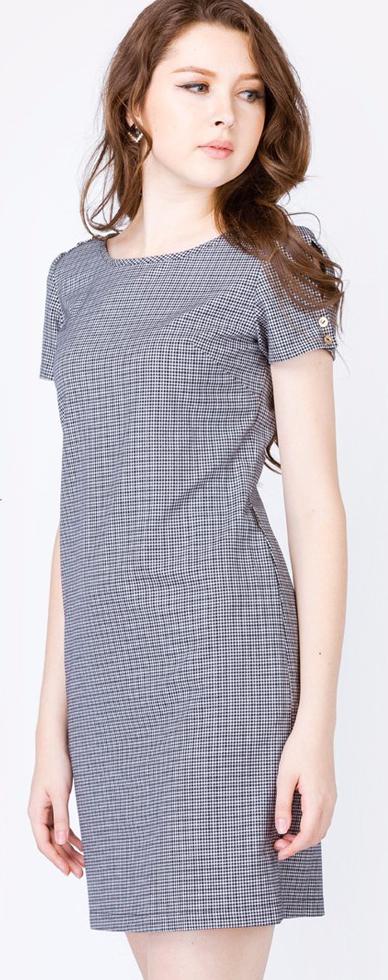 Đầm suông caro tay đính cúc - DS56
