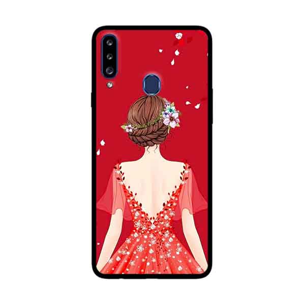 Hình ảnh Ốp Lưng Dành Cho Samsung Galaxy A20s mẫu Cô Gái Váy Đỏ - Hàng Chính Hãng