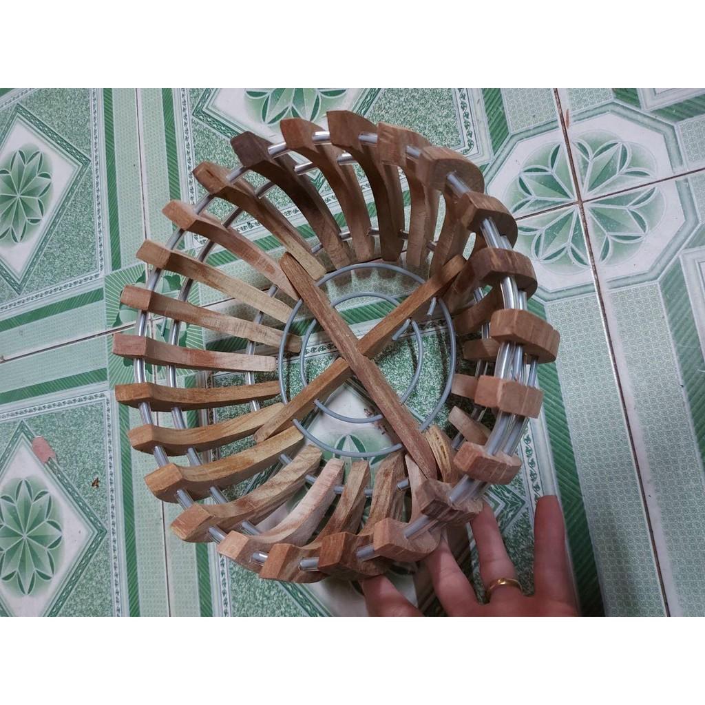 Chậu gỗ trồng lan kiểu Bí Size 25 - tặng lưới lót chậu, móc treo