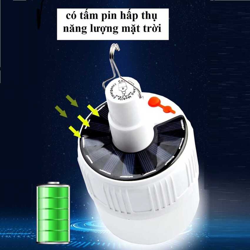Bóng Đèn led tích điện năng lượng mặt trời, ánh sáng trắng, trang trí sân vườn, đèn dự phòng cúp điện, đi vườn ,cắm trại Hàng chính hãng