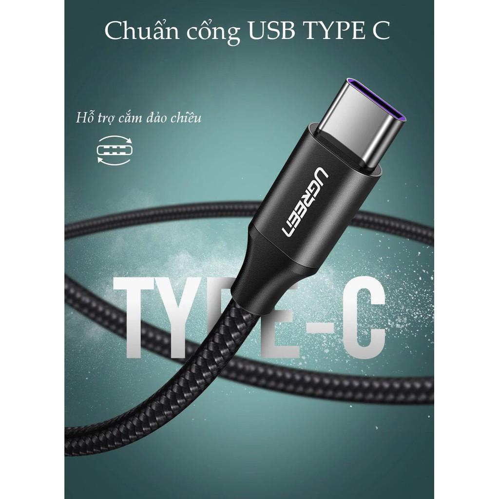 Dây cáp sạc và truyền dữ liệu Type-C độ dài 0.5-1m UGREEN US279 vỏ bện, đầu nối bọc nhôm siêu bền, dòng tối đa đạt 5A- Hàng chính hãng