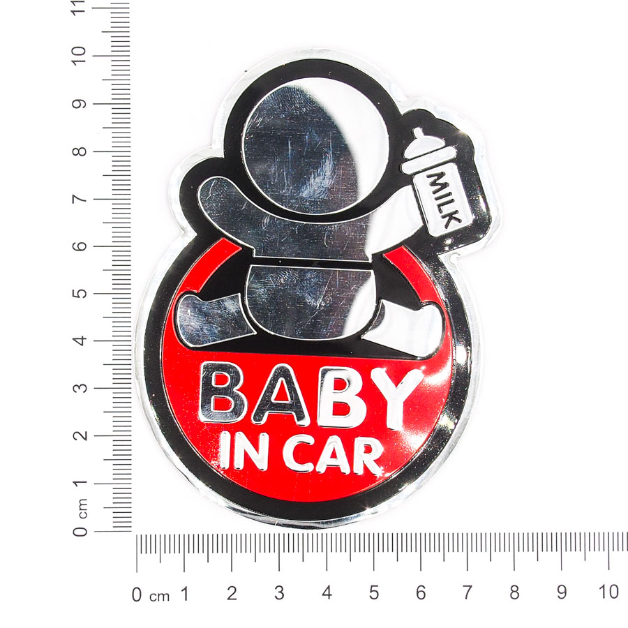 Sticker hình dán metal Baby in car - Màu đỏ
