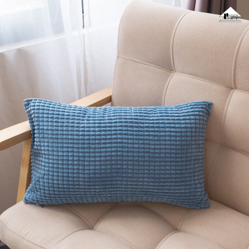Vỏ Gối Tựa Lưng, Gối Sofa Nhung Dập Caro Sang Trọng
