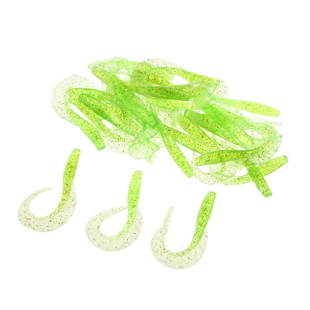 30pcs  Grub Worm Fishing Lure Jig Head Soft Silicone Bait