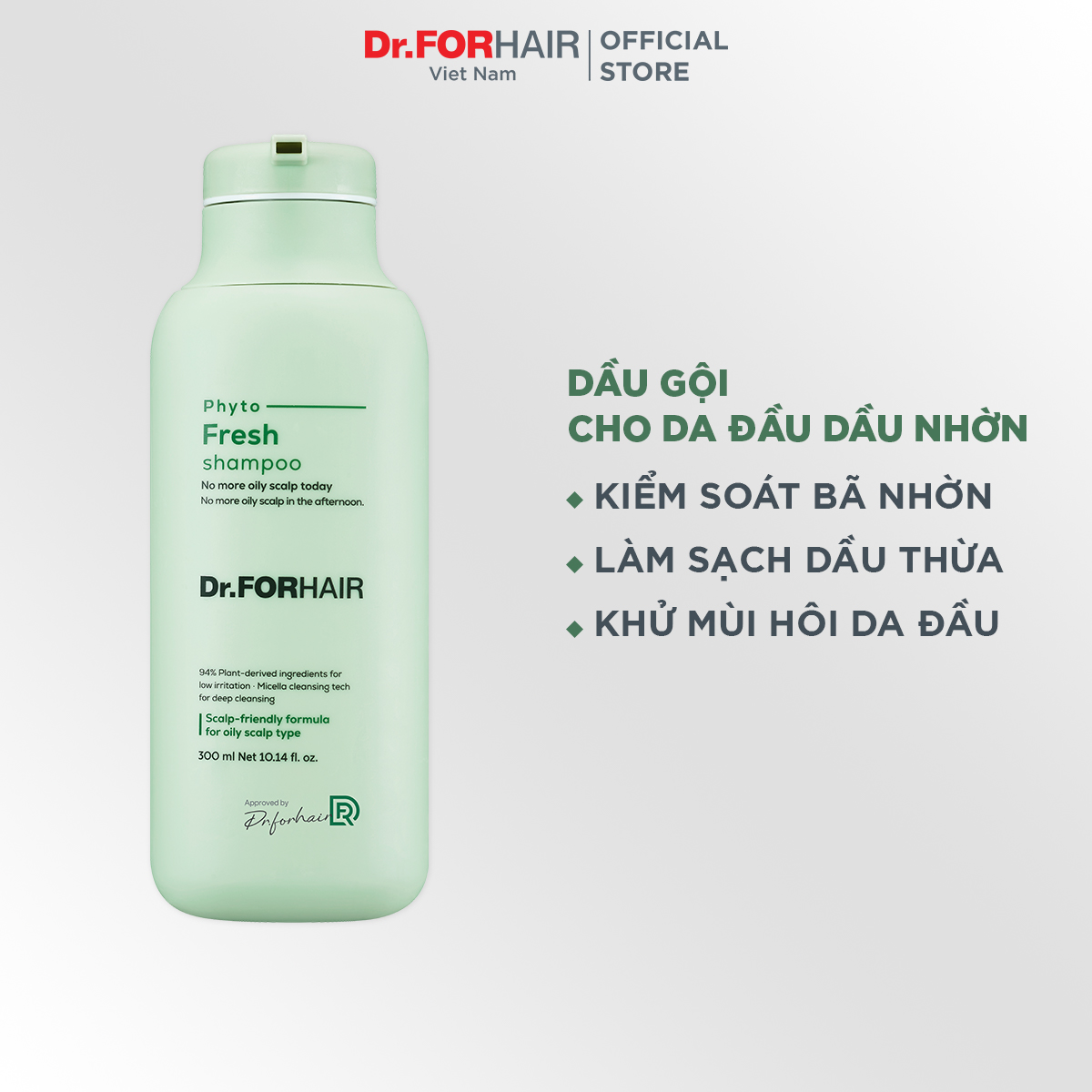 Dầu gội chiết xuất thực vật giảm dầu giảm nhờn giảm mùi hôi cho da đầu Dr.FORHAIR Phyto Fresh Shampoo