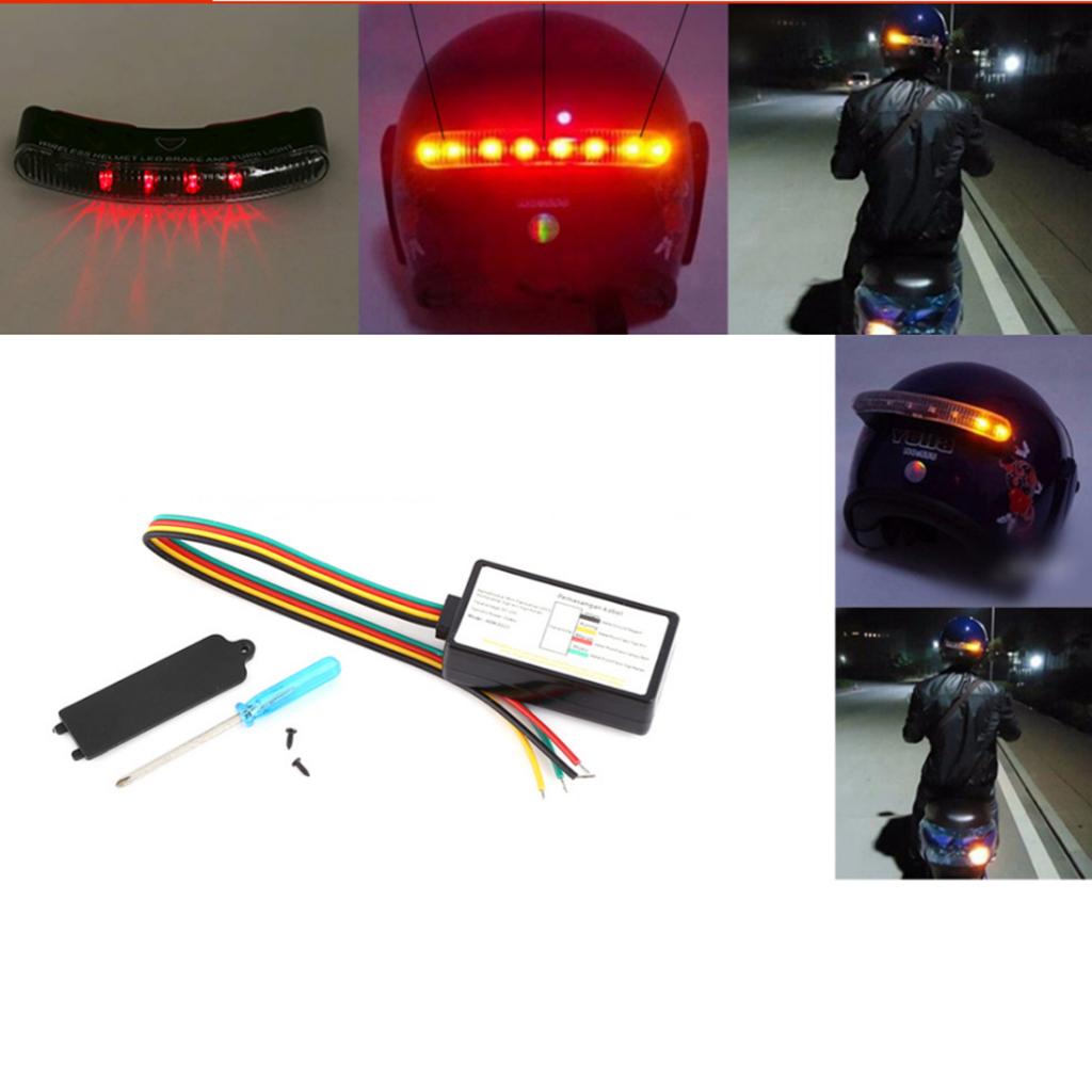 Motorcycle Wireless Helmet 12V 8 LED Turn Signal Stop Brake Warning Light