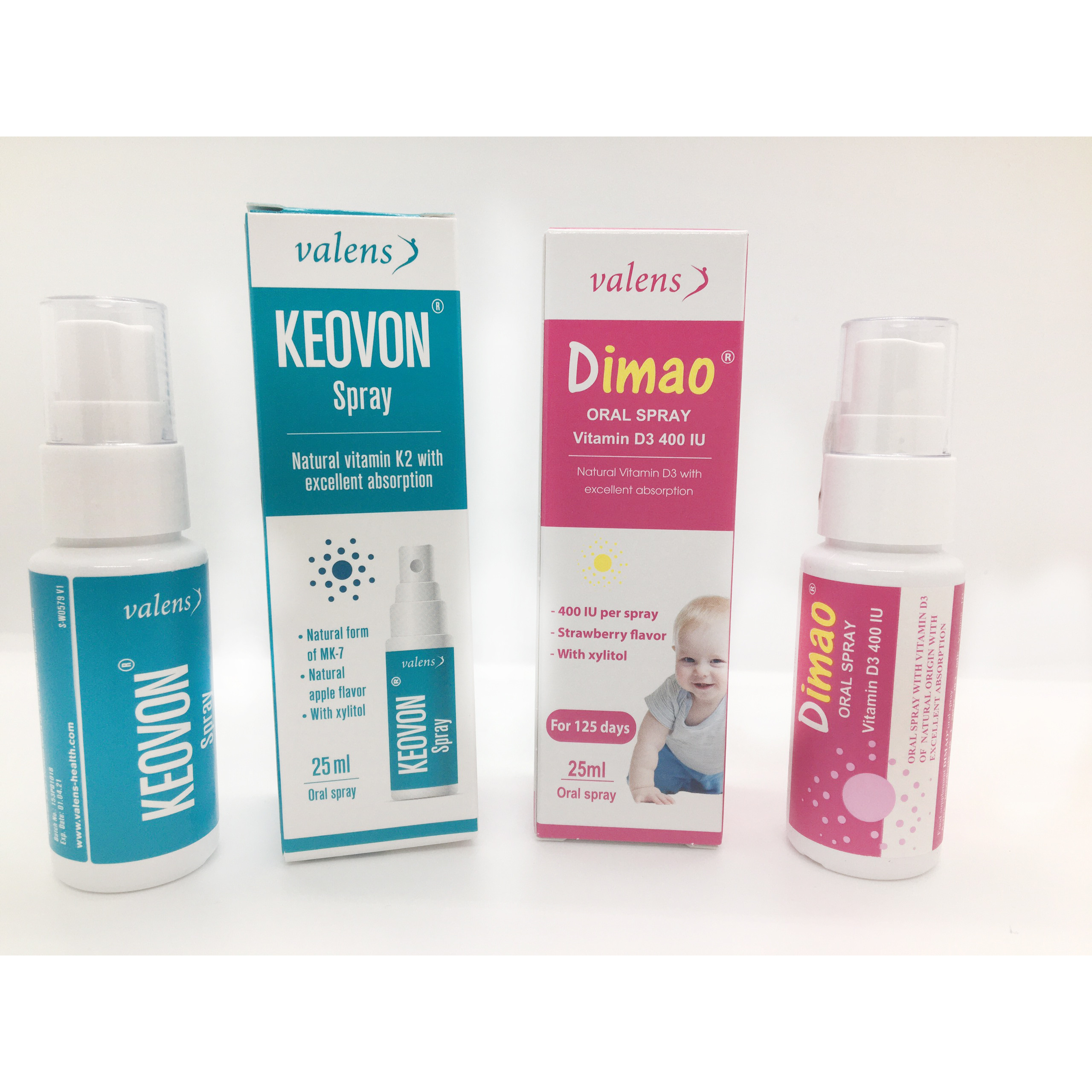 Combo tăng chiều cao 1 Dimao (Vitamin D3 400IU dạng xịt) + 1 Keovon (Vitamin K2 – MK7 dạng xịt)