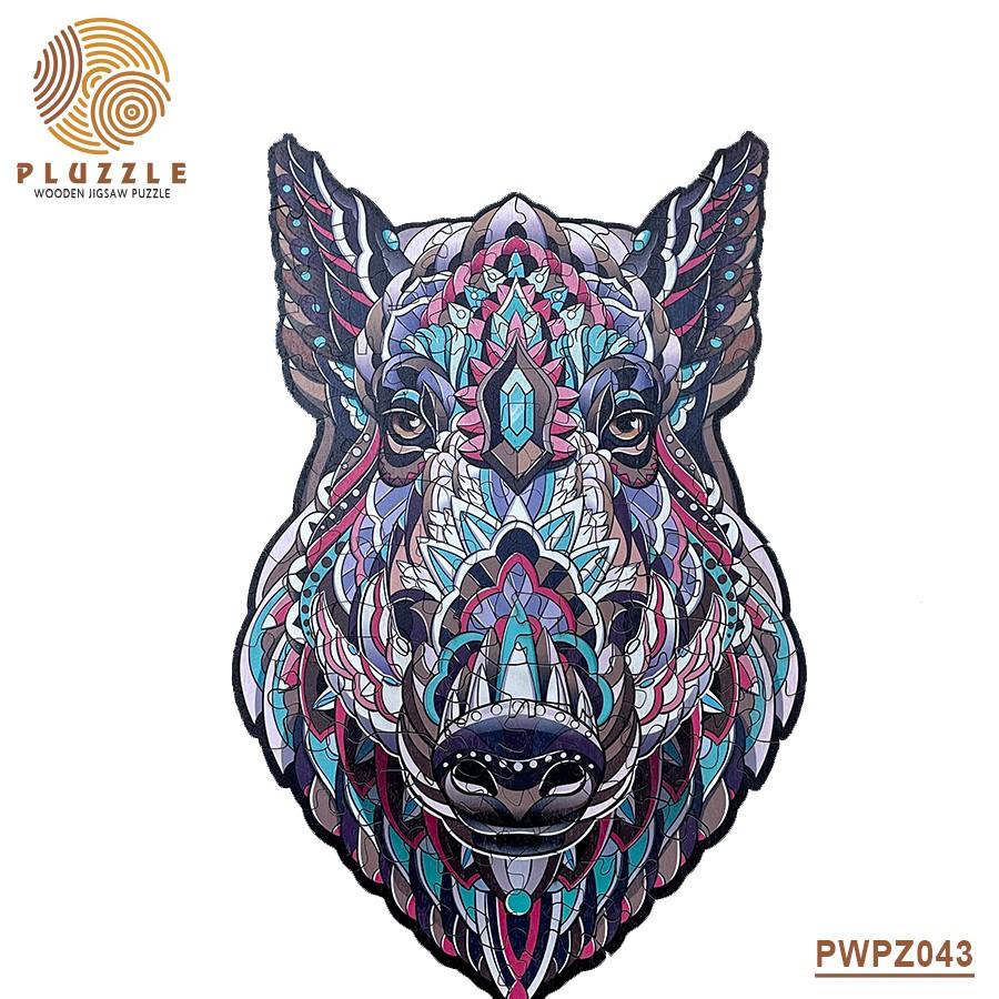 PLUZZLE Bộ xếp hình gỗ đồ chơi puzzle ghép hình con vật độc đáo - Con Lợn - PZ043