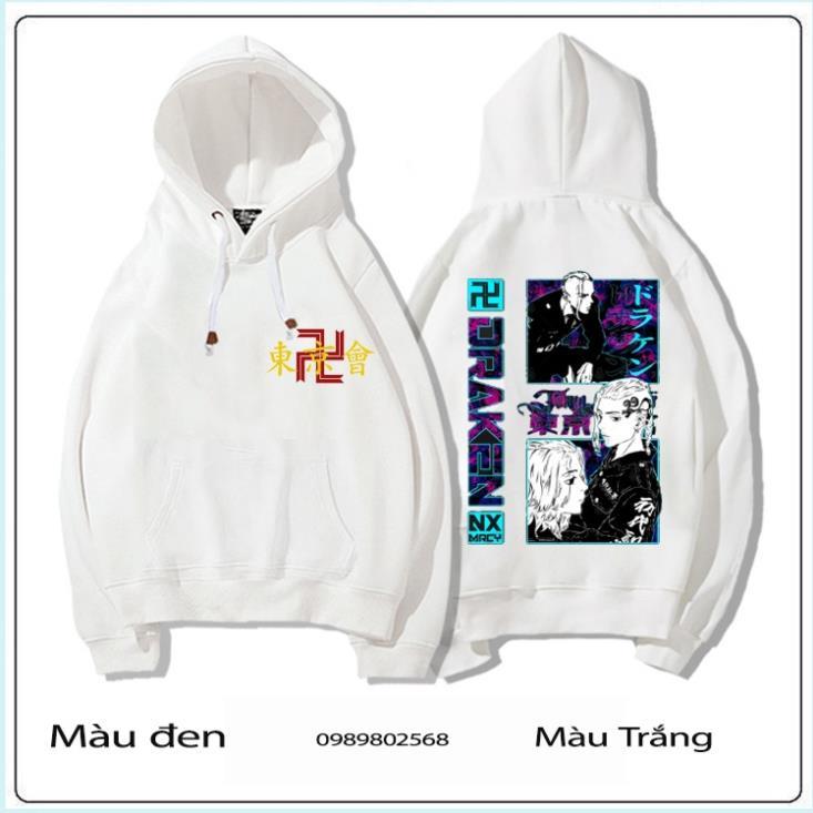 VIP TOP1 BST ÁO HOODIE HÌNH Anime TOKYO REVENGERS HÀNG ĐẸP 2 MÀU ĐEN TRẮNG