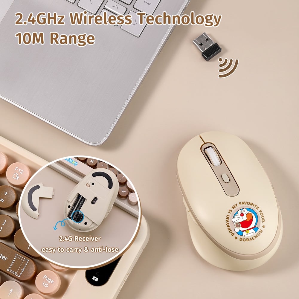 Combo Chuột và Bàn Phím Không Dây ROCK Doraemon J10 (Phạm vi lên tới 10m, 2.4GHz Receiver) - Hàng Chính Hãng