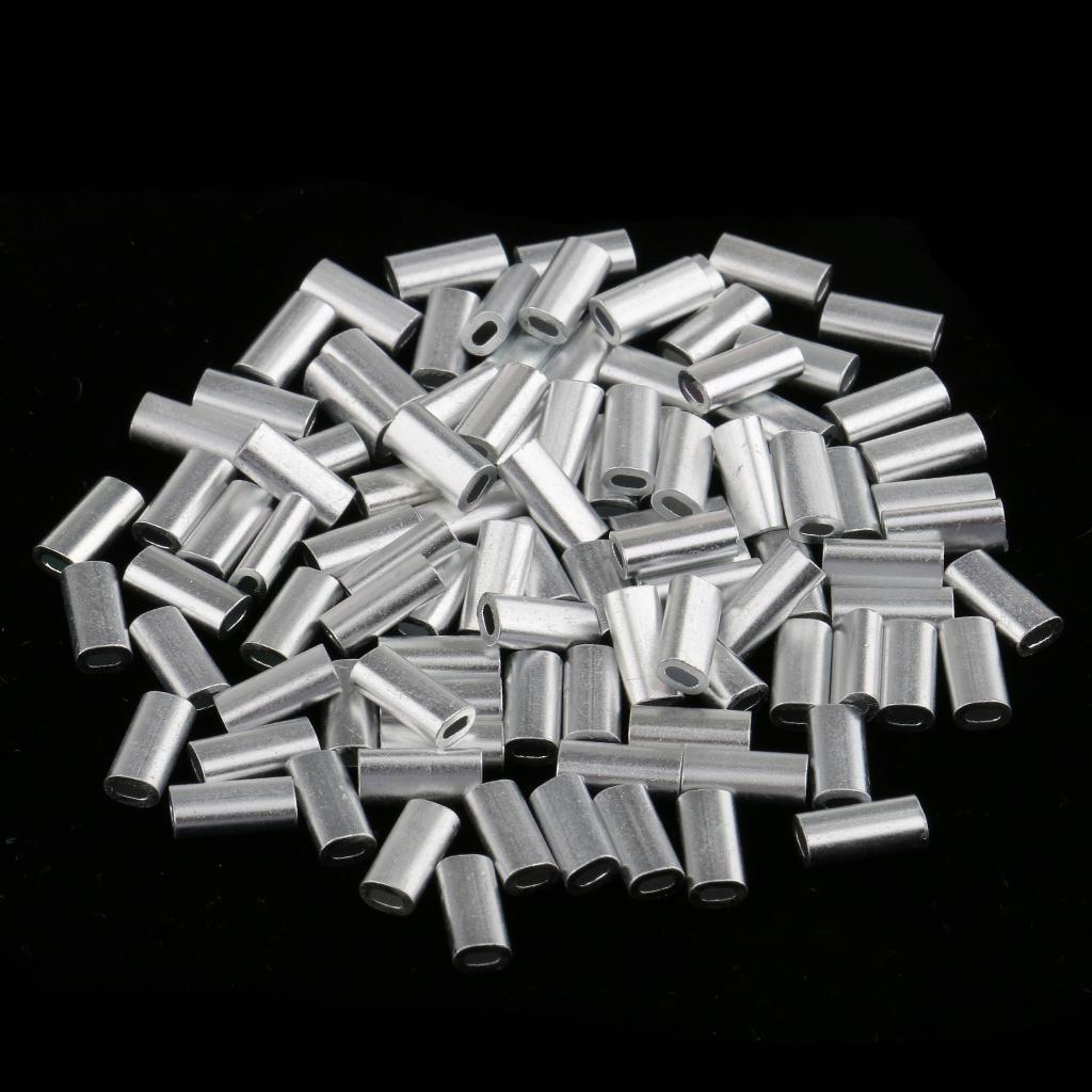 Pack of 200 Pieces Fishing Wire Single Barrel Crimp Sleeves, Fishing Line Leader Rigging Tackle Wire Rope Clips Tube Connector
