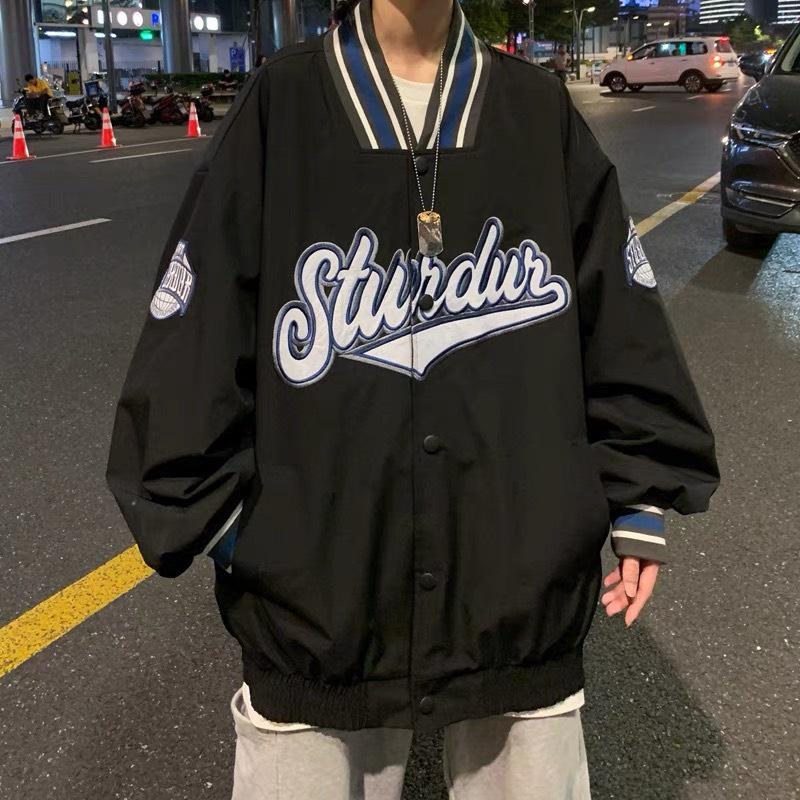 Áo Khoác Bomber Jacket Dù 2 Lớp Form Rộng Phối Chữ Nam Nữ Ullzang Unisex