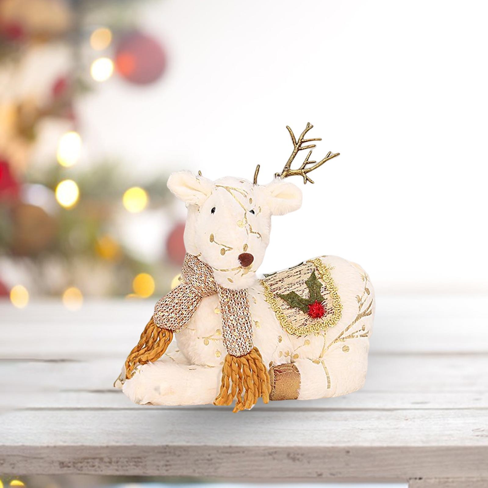 3Pcs Christmas Reindeer Stuffed Animal Creative Plush Elk Office Home Decor