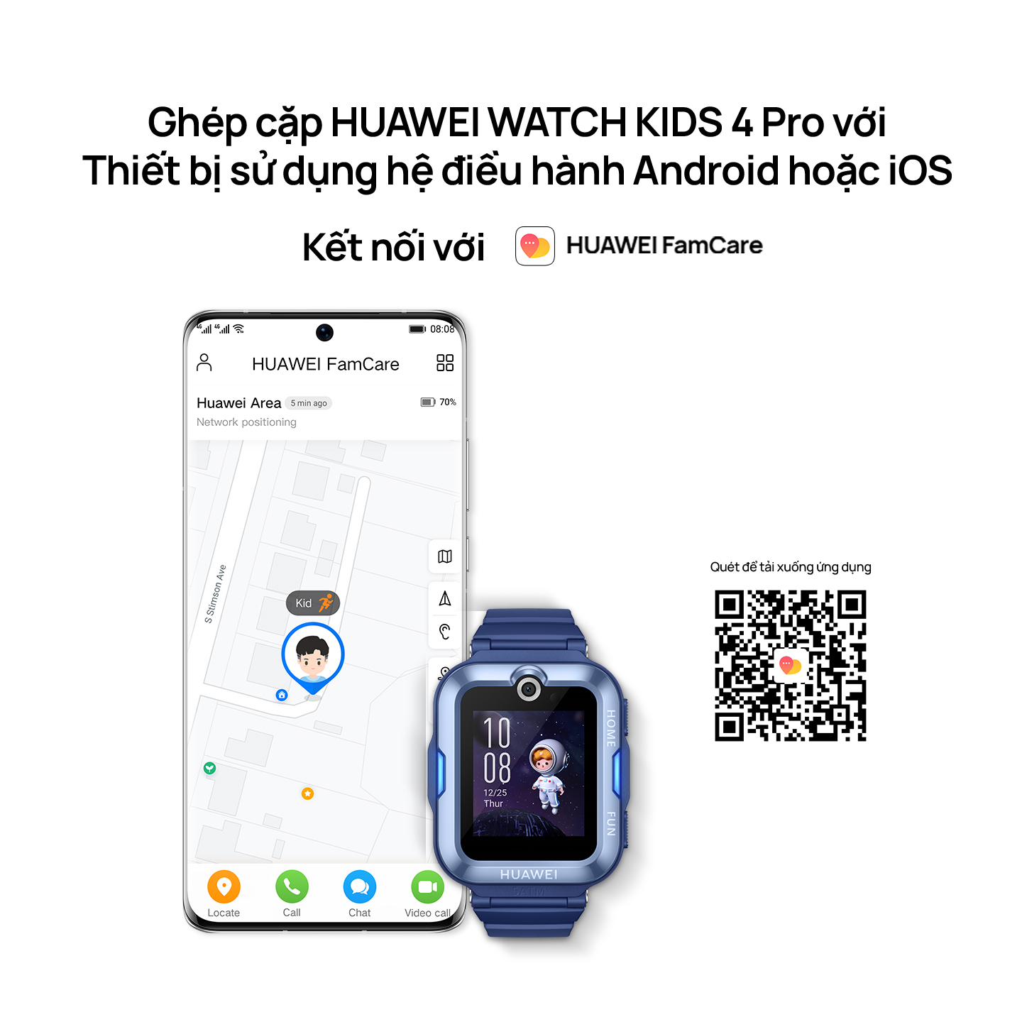 Đồng Hồ Thông Minh Trẻ Em HUAWEI WATCH KID 4 Pro | Gọi video HD | Định vị GPS bằng AI | Kháng nước ở độ sâu 50m | Hàng Chính Hãng