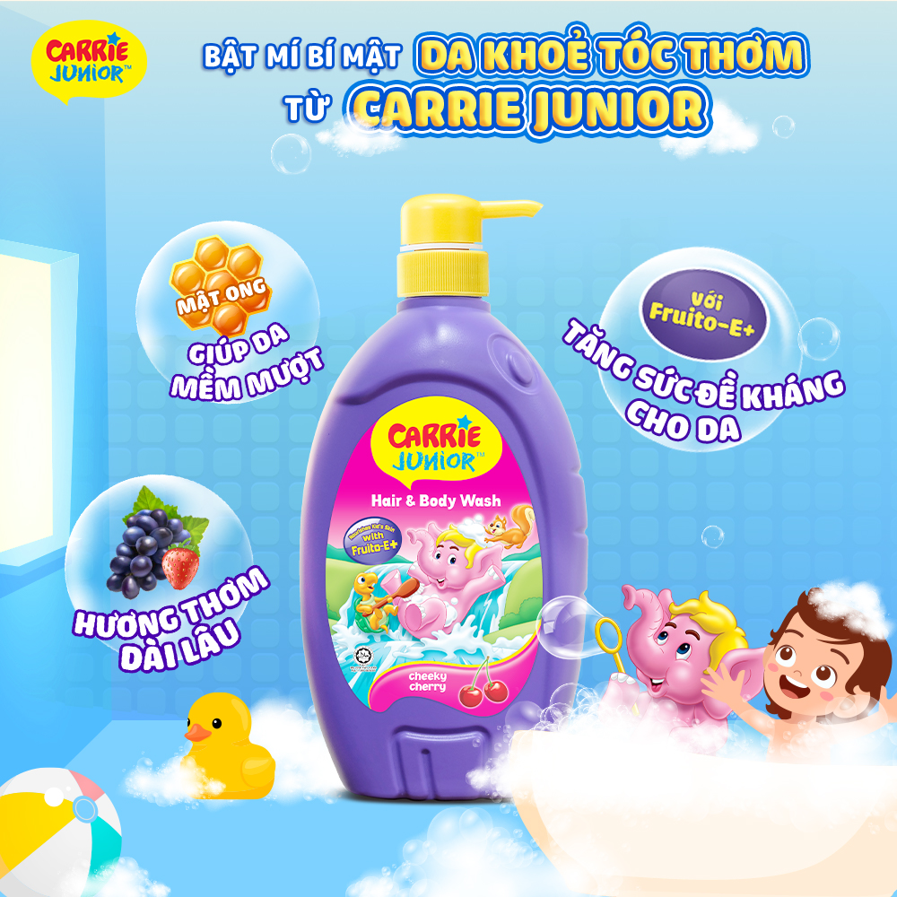 Combo Sữa Tắm Gội cho bé Carrie Junior Tinh Chất Sữa 700g + 280g