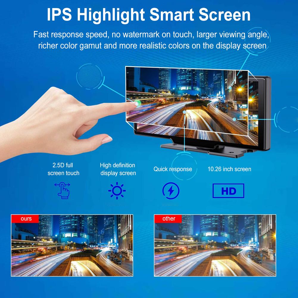 Camera Hành Trình Màn Hình Cảm Ứng 10.26&quot; Ô Tô Taplo Android AllTech Tiếng Việt Carplay, Bản Đồ, 4K