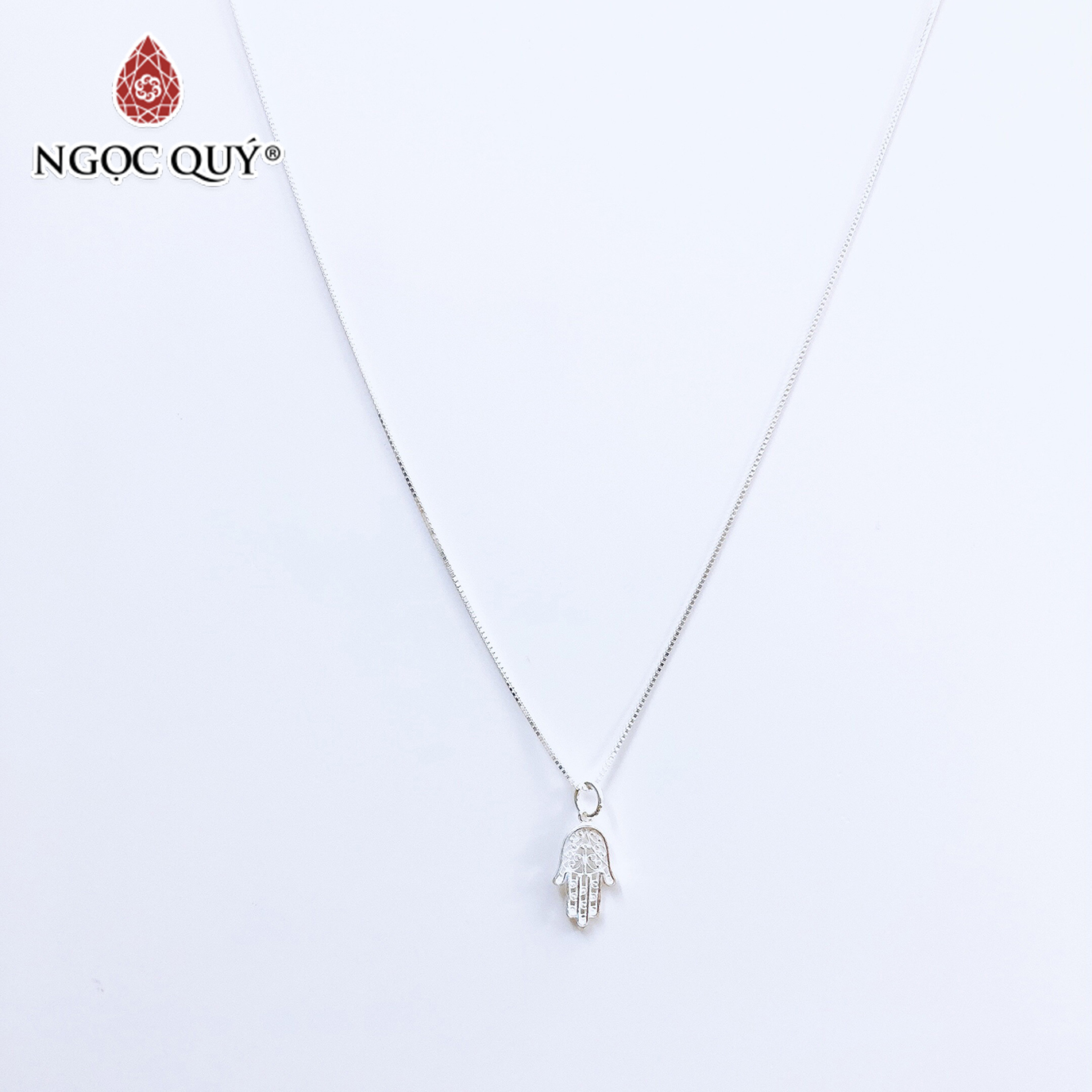 Dây chuyền bạc mặt bàn tay hamsa - Ngọc Quý Gemstones