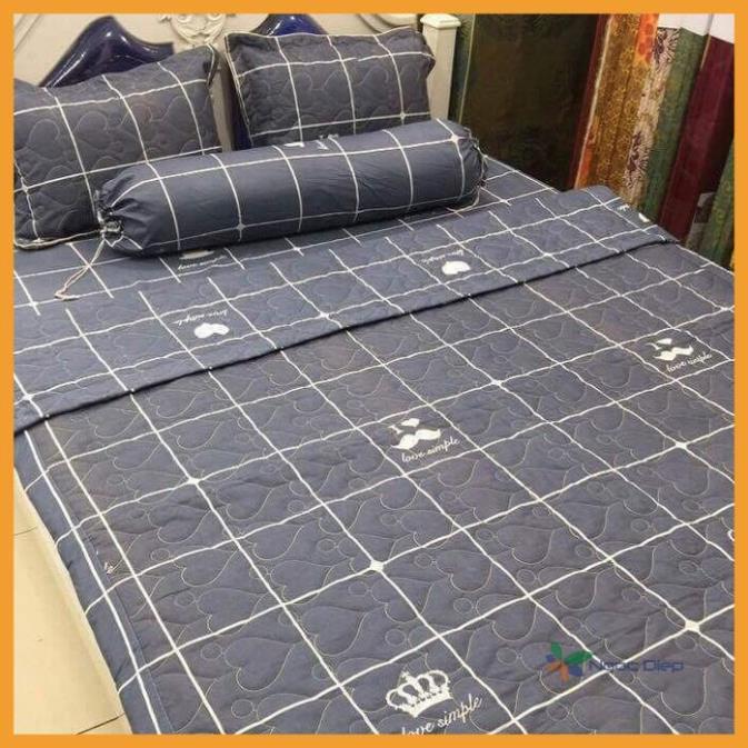 Set 4 Món Chăn Hè Trần Bông Ga Gối Poly Cotton Nhiều Mẫu