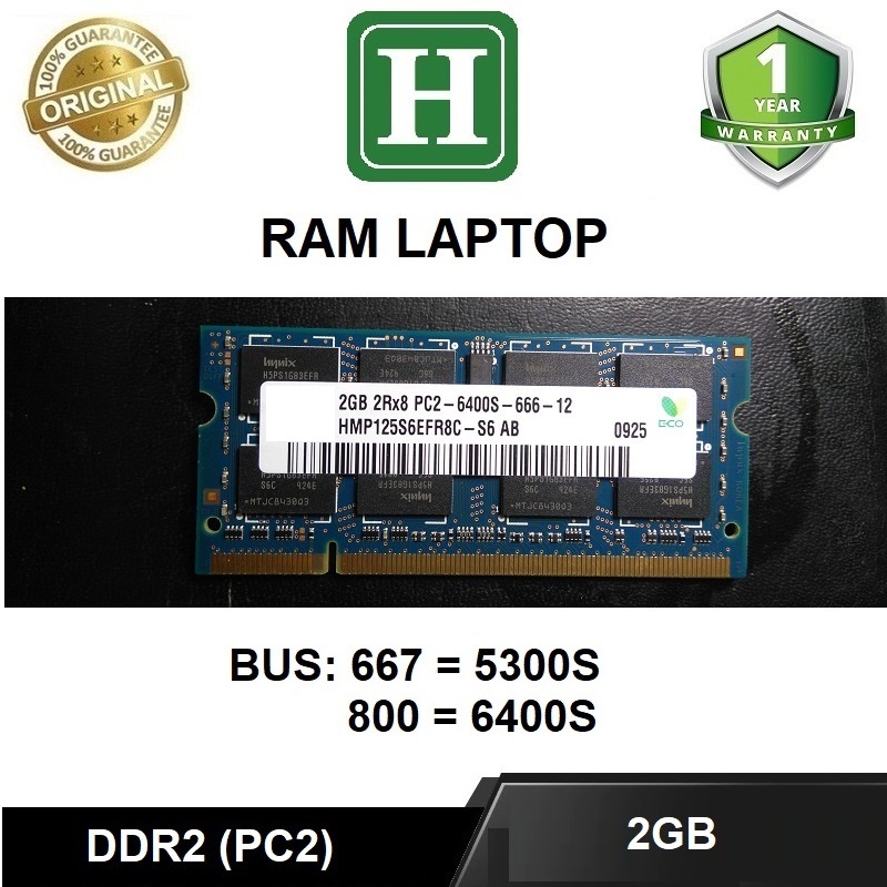 Ram Laptop 2GB DDR2 bus 800 (6400s) dùng cho laptop