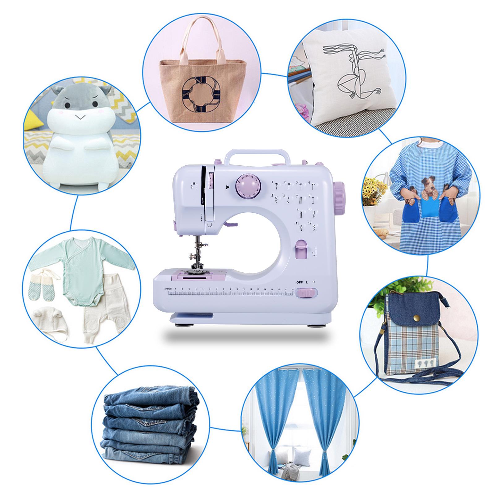 Portable Sewing Machine Electric Household Crafting Mending Mini Sewing Machines 12 Stitches 2 Speed with Foot Pedal