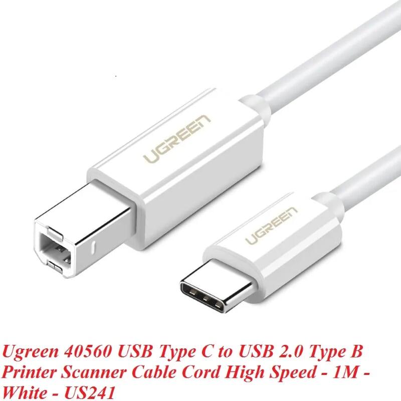 Ugreen UG40560Us241TK 1m màu trắng cáp USB Type C ra cổng máy in USB 2.0 Type B tốc độ cao - HÀNG CHÍNH HÃNG