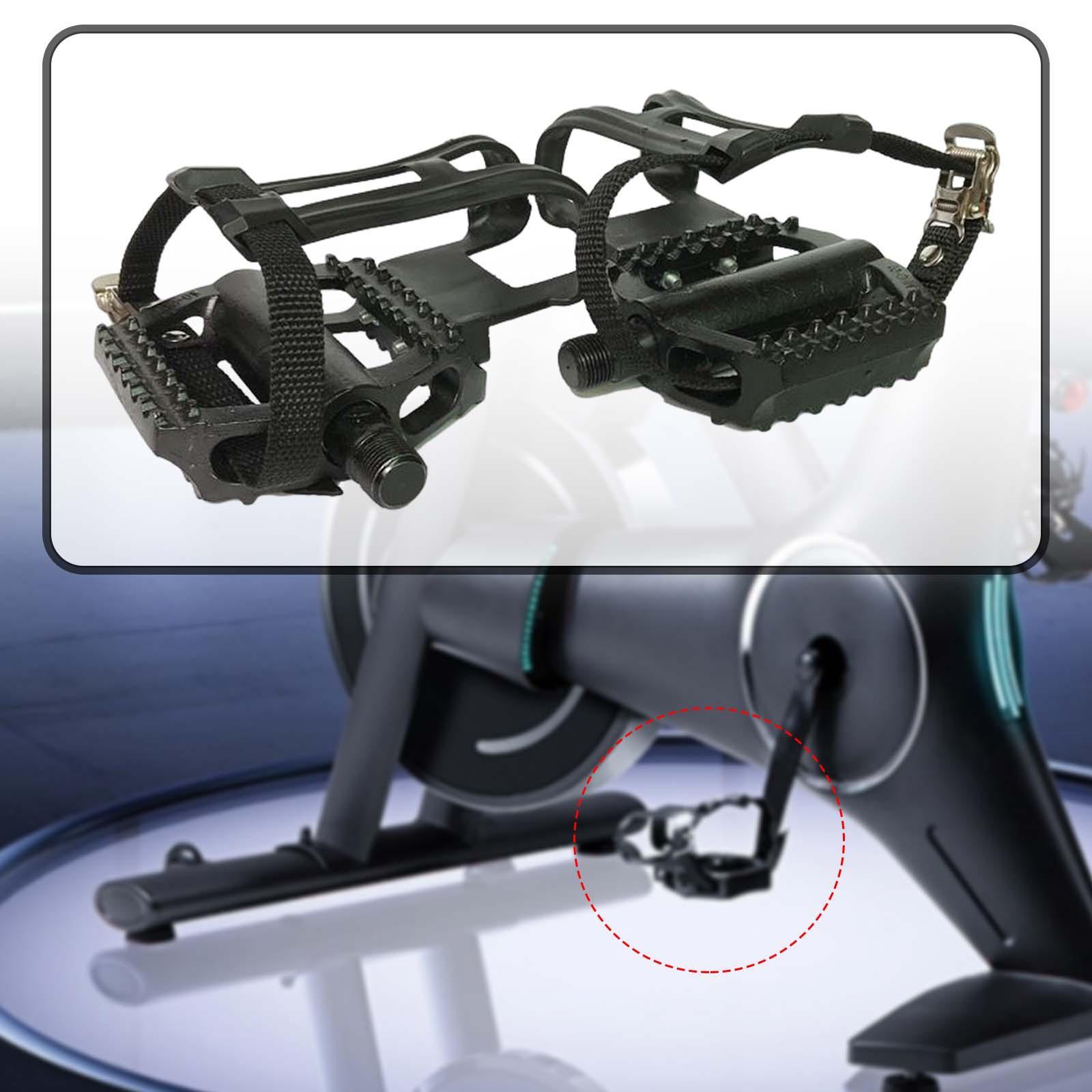 1 Pair Exercise Bike Pedals with Adjustable Straps for Home Gym Stationary
