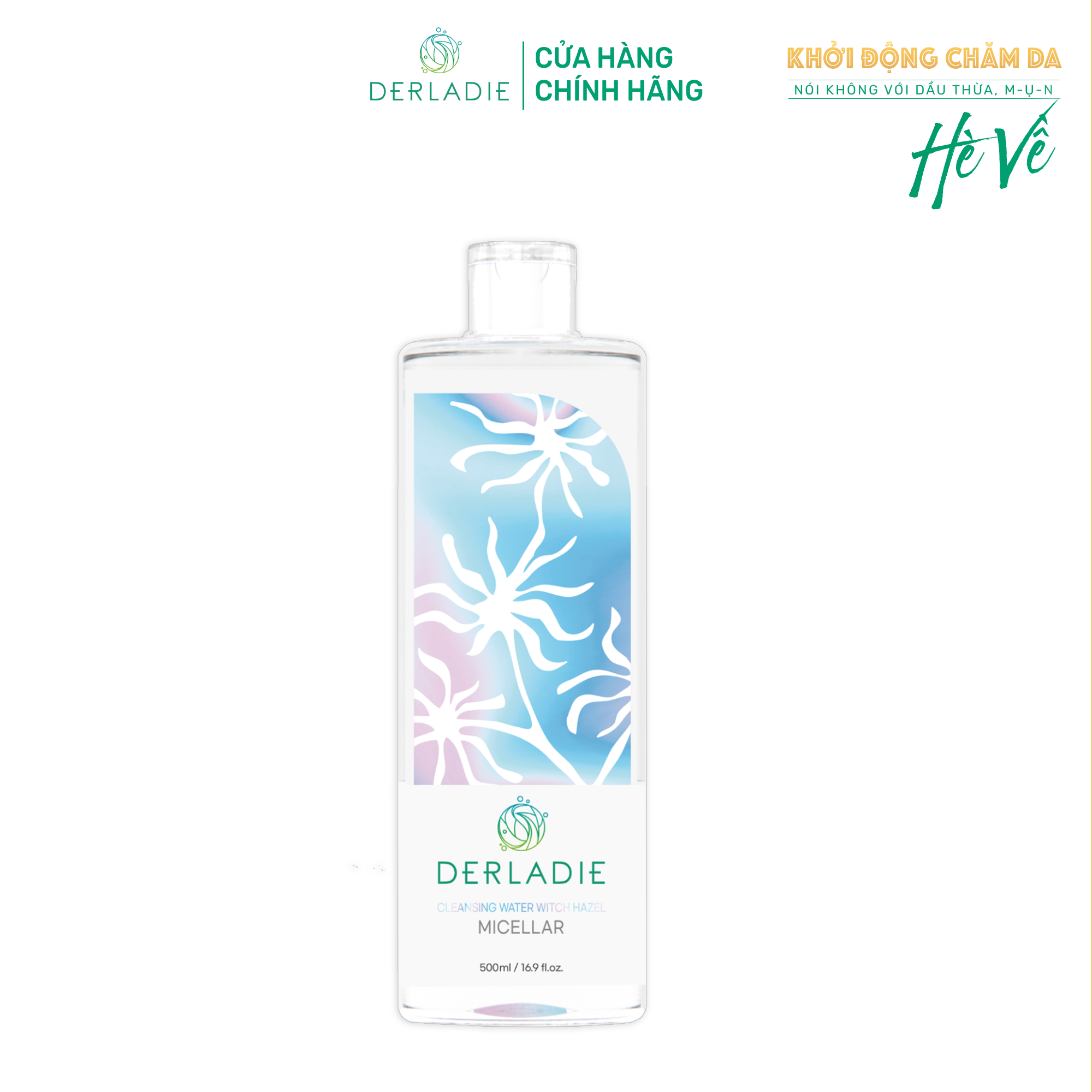 Nước Tẩy Trang Derladie Cleansing Water Witch Hazel Làm Sạch, Ngừa Mụn Trên Da 500ml