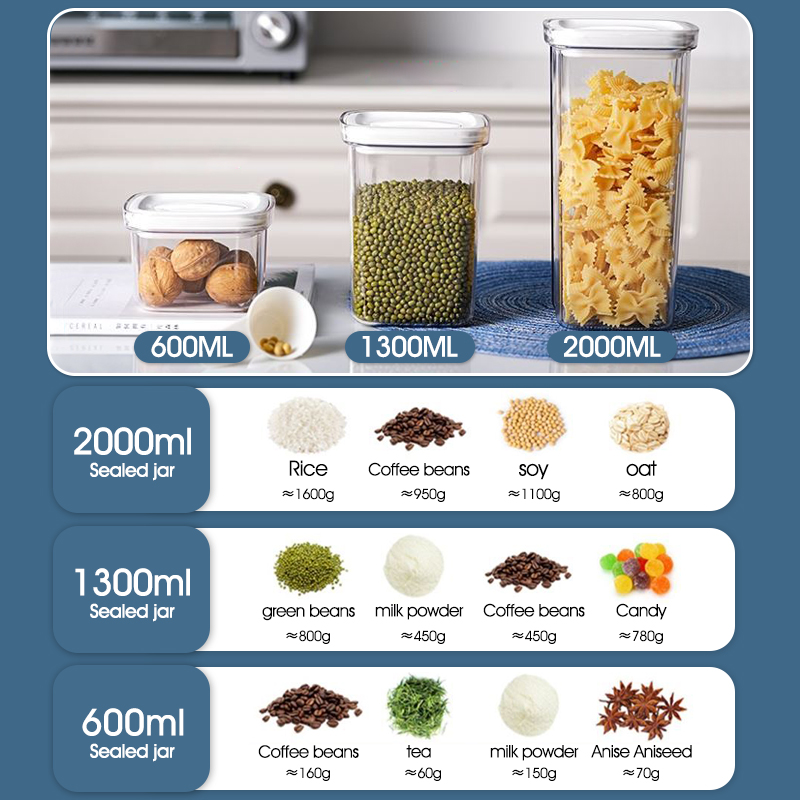 Combo 5 hộp đựng bánh, mức, ngũ cốc, bảo quản thực phẩm Kitchen Grain Storage Box