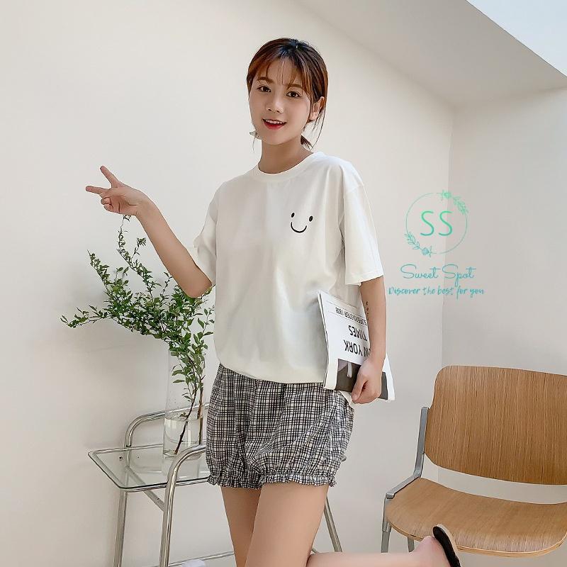 Đồ bộ nữ ở nhà cao cấp, bộ đồ ngủ, đi chơi, set đồ Hàn Quốc mặt cười dễ thương