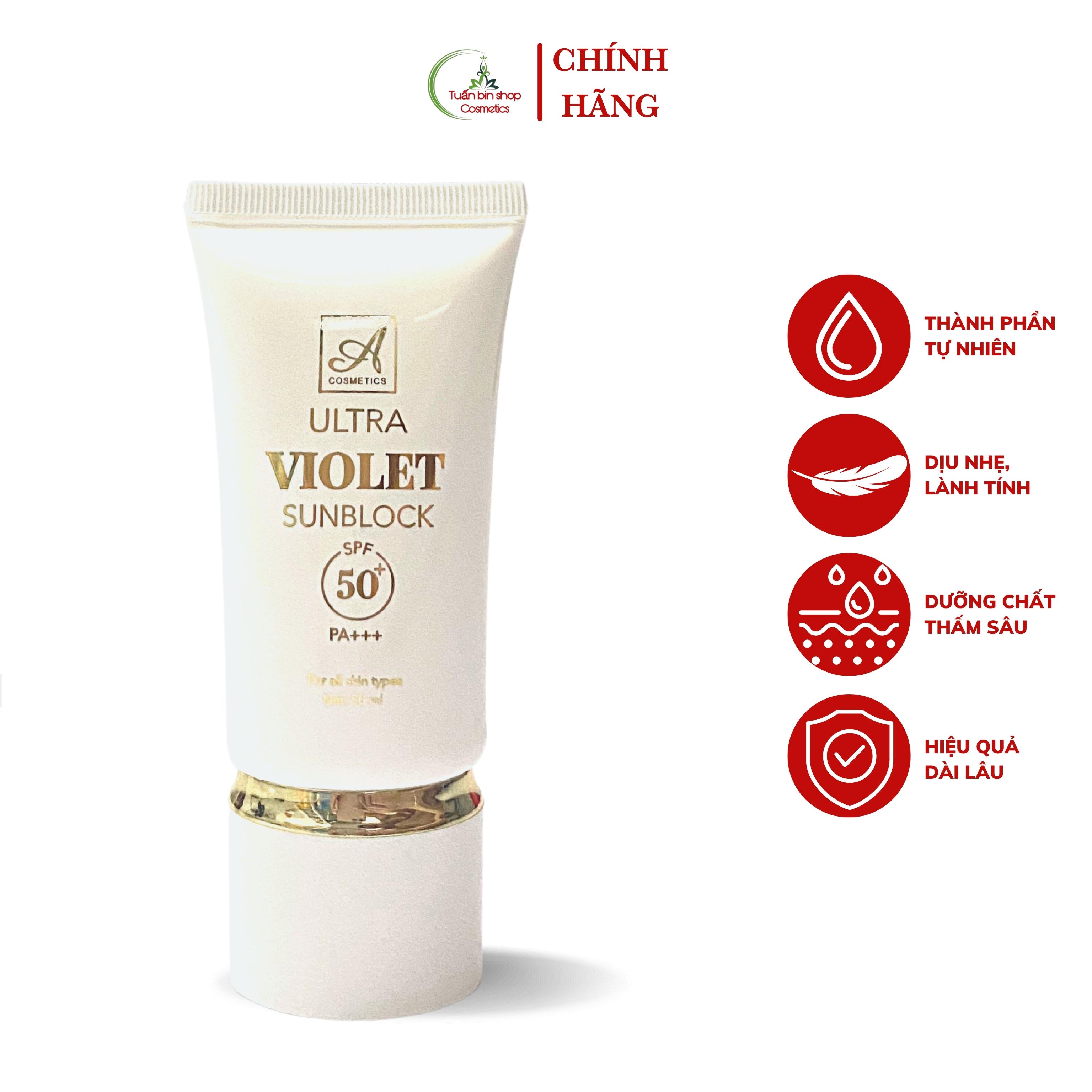 Kem chống nắng nâng tone kiềm dầu Acosmetics, ultra violet sunblock, dưỡng trắng da mặt 50ml