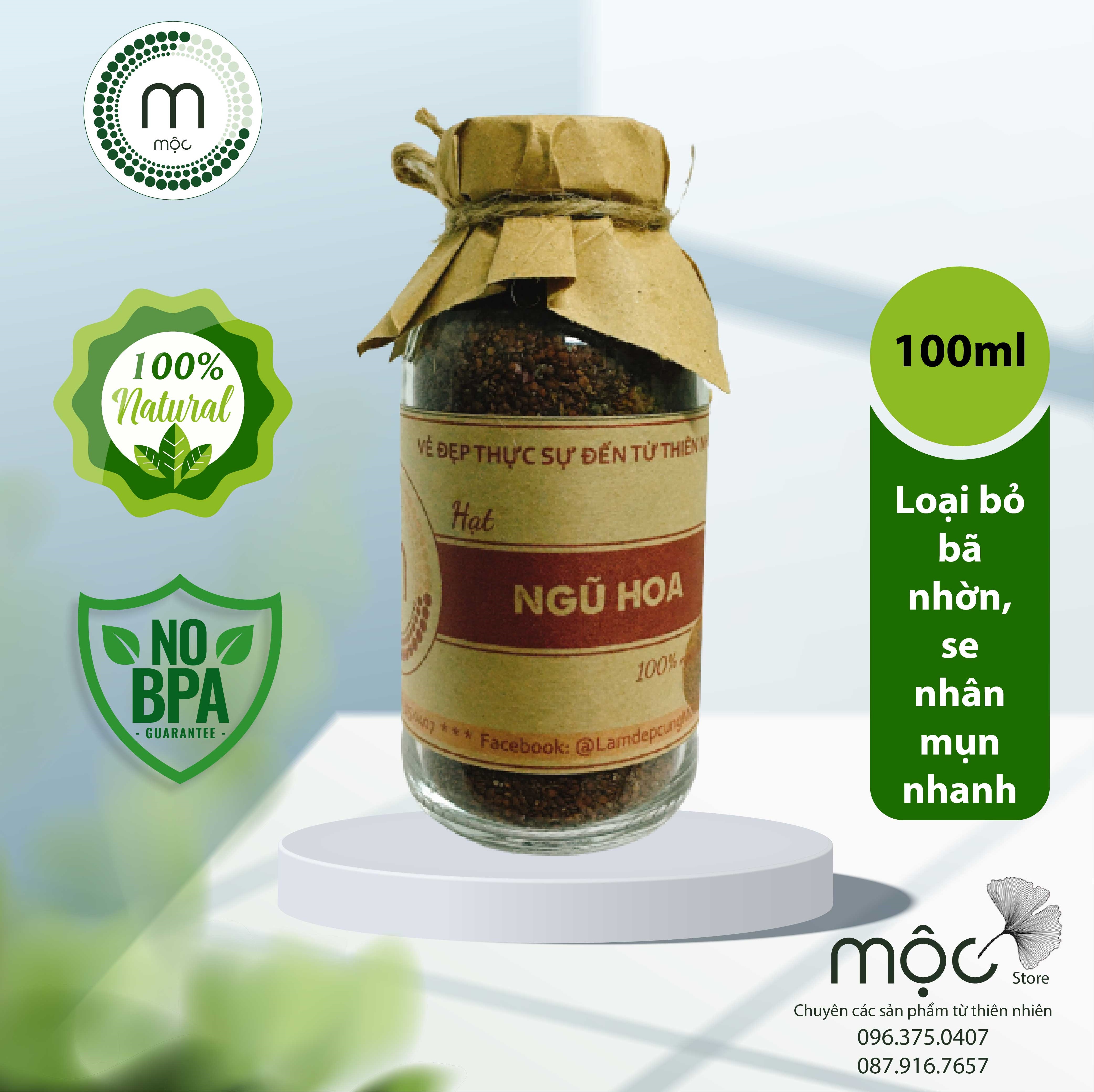 Bột đăp mặt Ngũ Hoa Hạt trị mụn nguyên chất 200ml