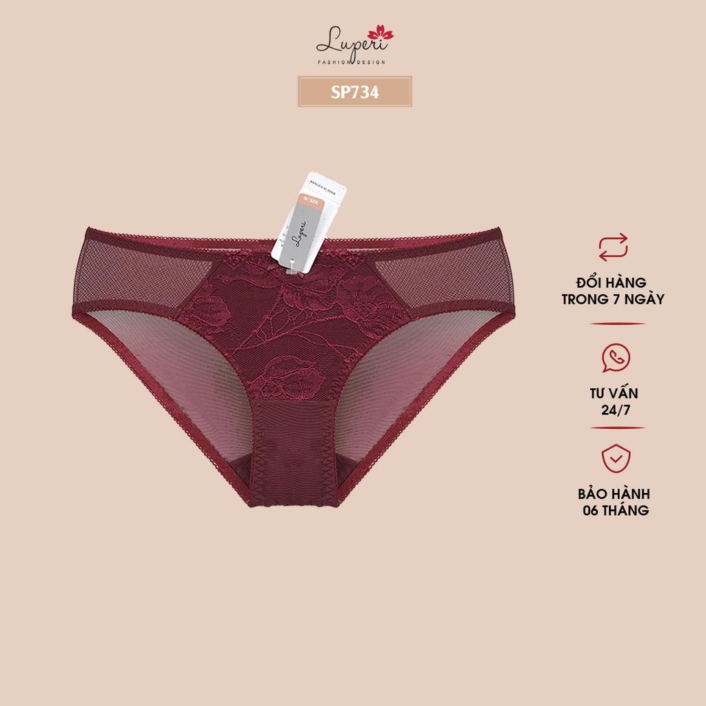 Quần Lót Nữ Ren Phối Lưới LUPERI SP734 Bikini Cạp Vừa quần lót mềm mịn co giãn thoáng khí kháng khuẩn khử mùi rất tốt