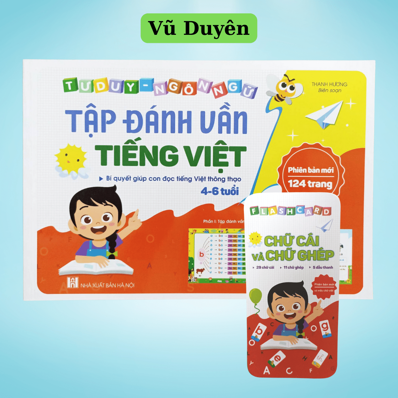 Sách Tập đánh vần Tiếng Việt 124 trang dành cho bé 4-6 tuổi tặng kèm bộ thẻ chữ cái và chữ ghép