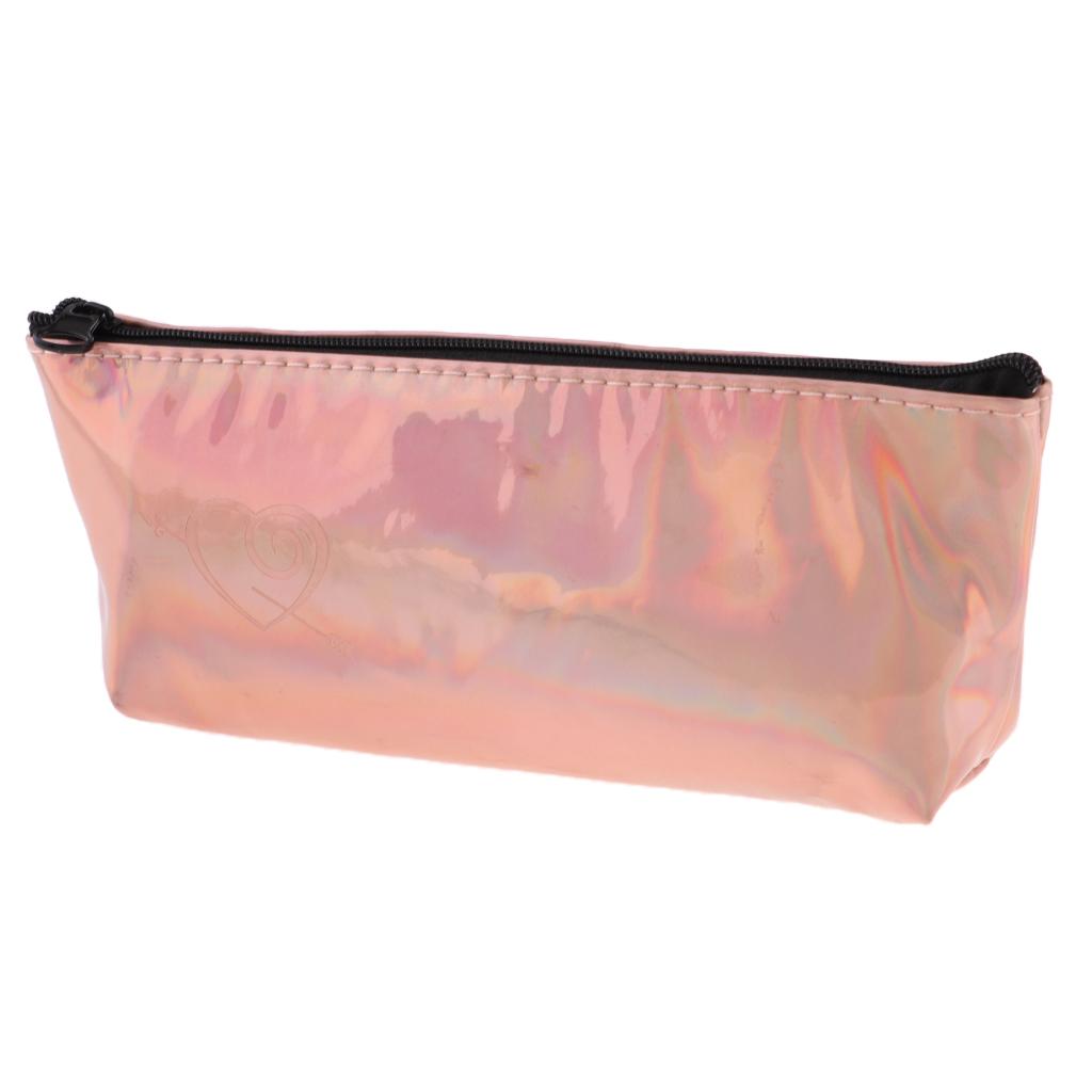 Soft Zipper Pouch Pencil Pen Case Holder Cosmetic Makeup Bag Purse Gold