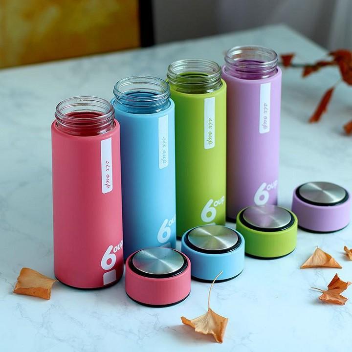 Bình giữ nhiệt lõi thủy tinh 450ml 6 up mẫu mới 2021