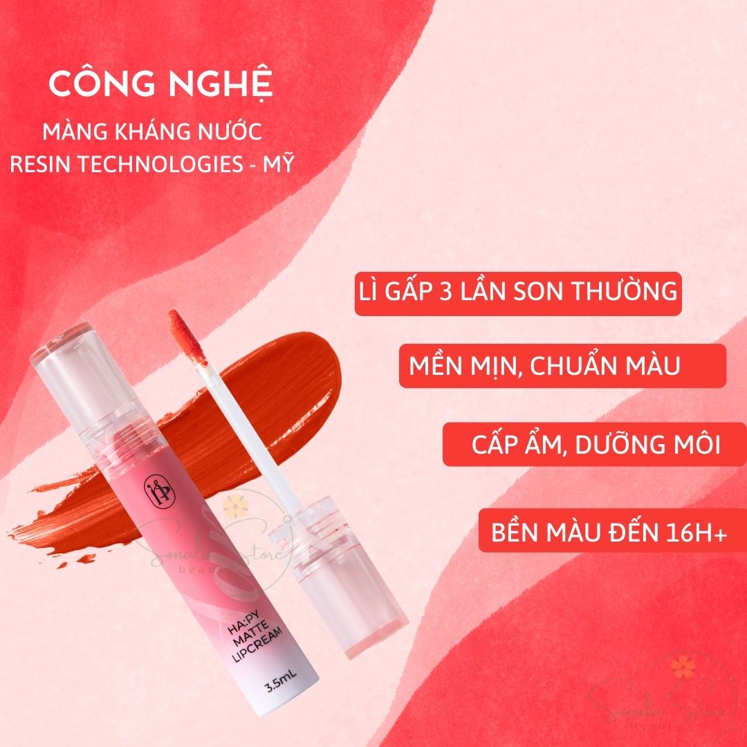 Son kem lì kháng nước cao cấp HAPY MINIGARDEN 3.5ml son siêu lì lâu trôi giữ màu 24h kháng nước ăn uống không lem không trôi không dính khẩu trang thành phần an toàn không chứa chì bầu học sinh đều dùng được