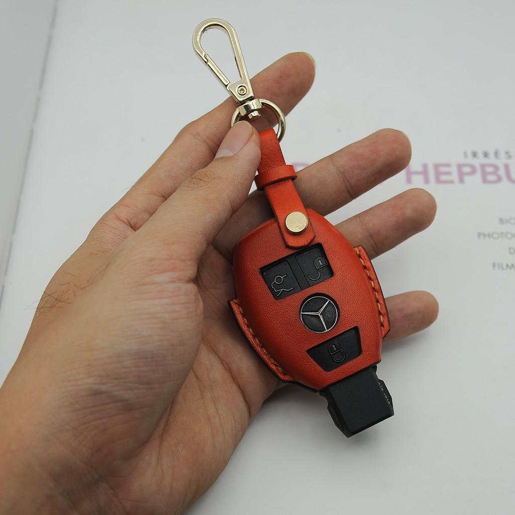 BAO DA THỦ CÔNG ĐƯỢC ÉP PHOM VỪA KHÍT VỚI CHÌA XE MERCEDES - BAO DA ĐEO HÔNG MÀU CAM THỜI TRANG