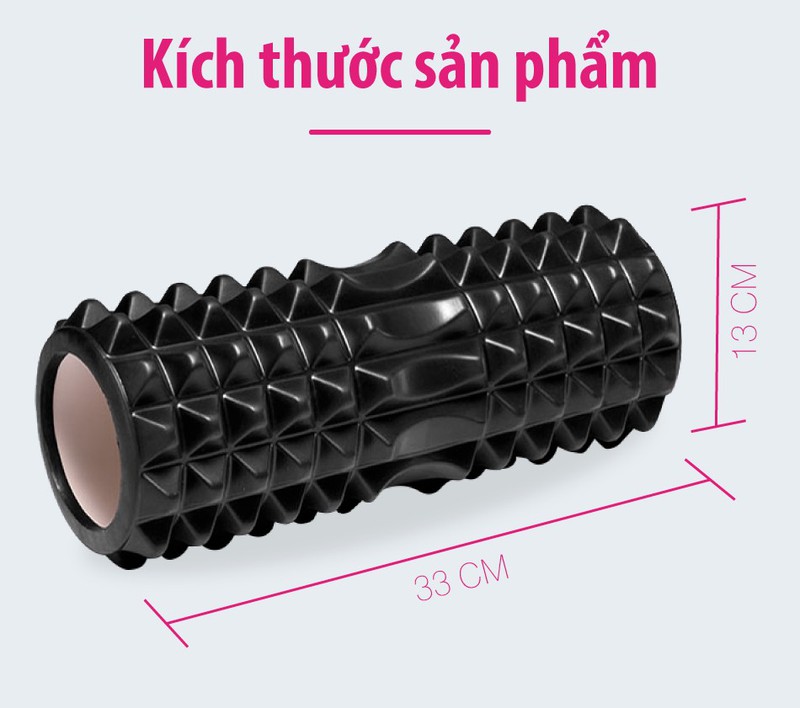 Con lăn Yoga Massage Foarm Roller , ống lăn gai nhọn 33x13cm, chất liệu EVA cao cấp, hỗ trợ các bài tập yoga, gym