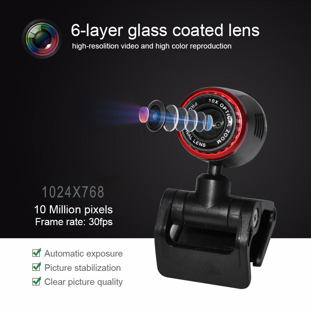 Webcam HD 1024x768p Web Camera, USB PC Computer Webcam with Microphone, Laptop Desktop Full HD Camera Video Webcam for Recording, Calling,Conferencing