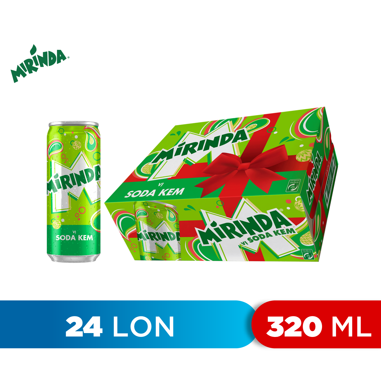 Thùng 24 Lon Nước Ngọt Có Gaz Mirinda Soda Kem (320ml/lon)