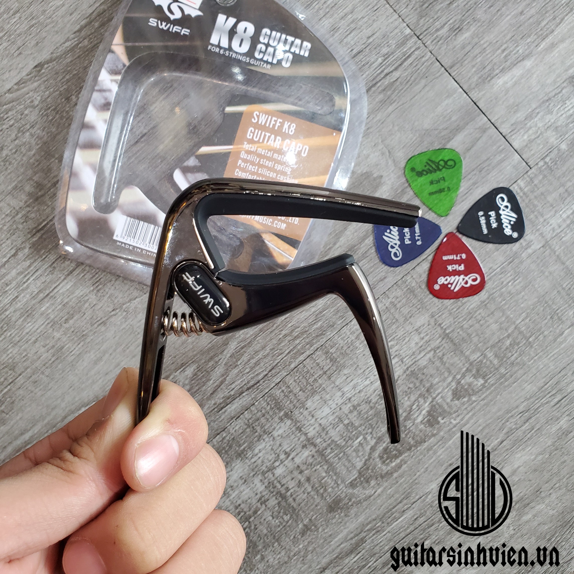 Capo guitar cao cấp SWIFF - Capo đúc nguyên khối không rỉ - Đặt hàng tặng pick