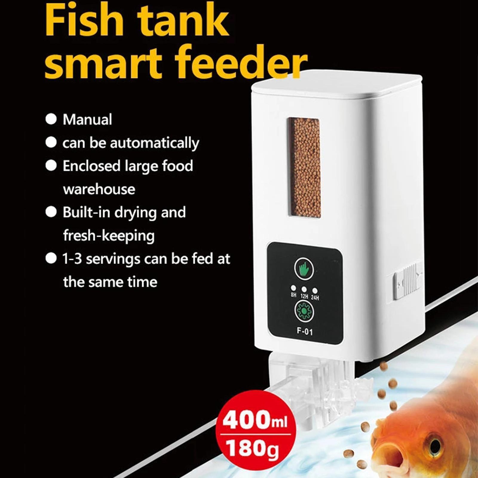 Automatic Fish Feeder Pond Tank Feeder Display Controller, Food, Aquarium Dispenser Detachable Machine Clock Timer for Vacation Holiday