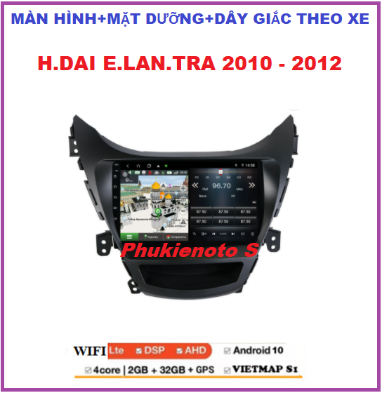 Bộ màn hình Đầu DVD Android Cho Ô Tô H.DAI ELAN.TRA 2010-2012 Tích Hợp GPS Chỉ Đường,Màn 9 inch kết nối wifi ram2G-rom32G, màn Full HD, Cường Lực 2.5D... Màn Hình Ô Tô Chạy Android  kèm mặt dưỡng và dây giắc theo xe.