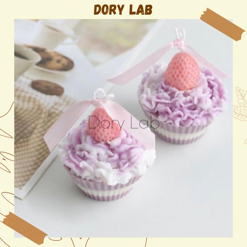 Nến Thơm Cupcake Quả Dâu Tây Handmade Không Khói, Phụ Kiện Decor, Quà Tặng - Dory Lab