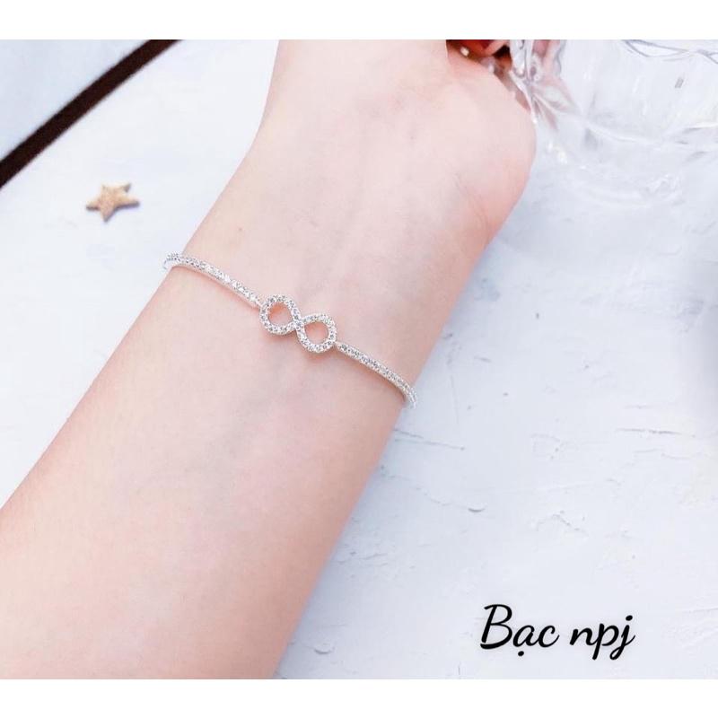Lắc tay bạc nữ hình vô cực dáng rút dễ điều chỉnh sezi, Bạc Ta 100%-Bạc Npj