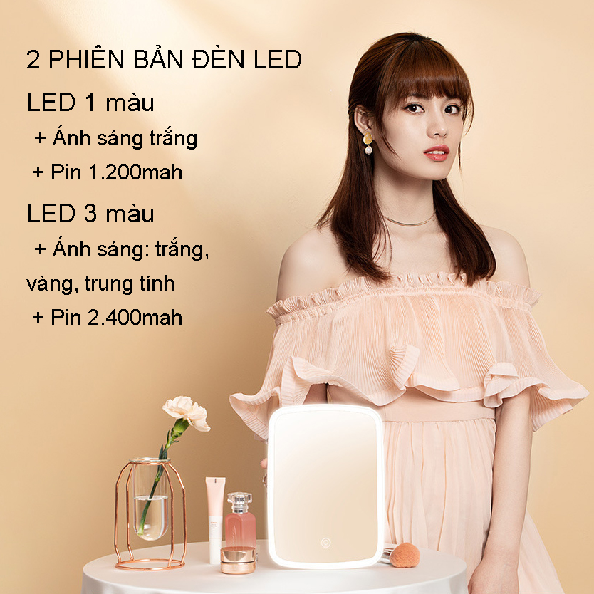 Gương Trang Điểm Để Bàn Có Đèn LED Tắt/Bật Cảm Ứng