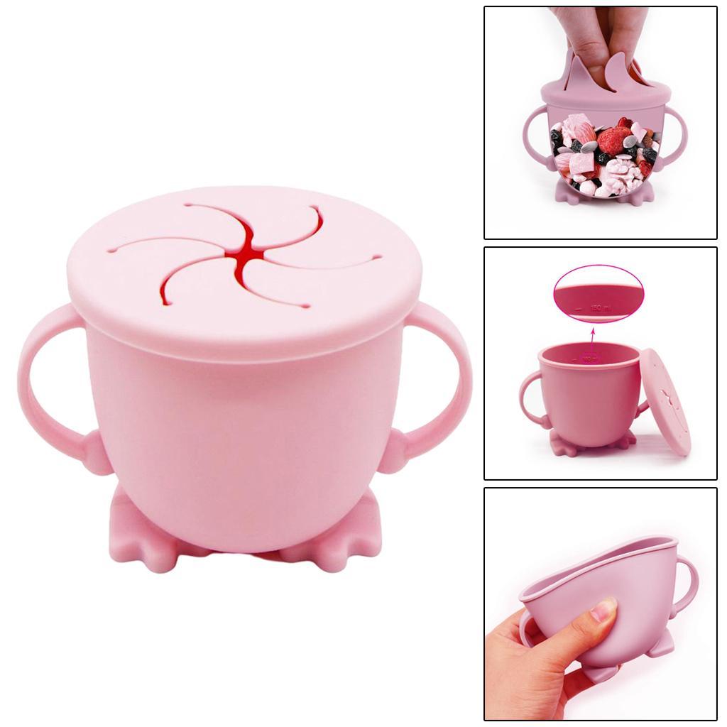 Baby Toddler Silicone With Lid Snack Food Bowl Portable Pink