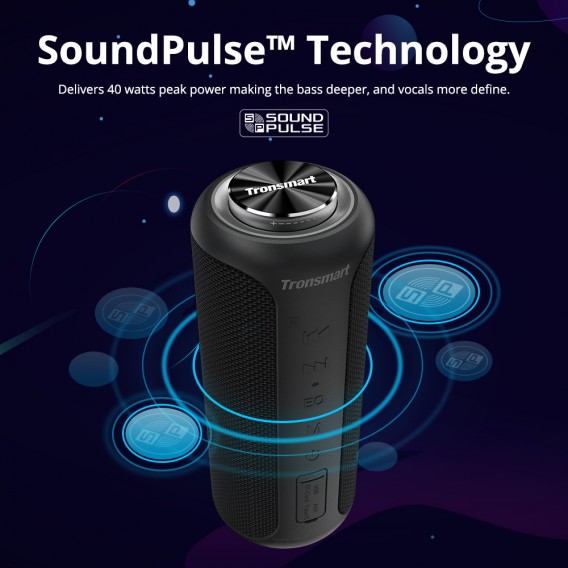 Loa bluetooth 5.0 ngoài trời, âm thanh vòm 360 độ, bass sâu Tronsmart Element T6 Plus Upgraded (Phiên bản nâng cấp của T6 Plus) - Hàng chính hãng