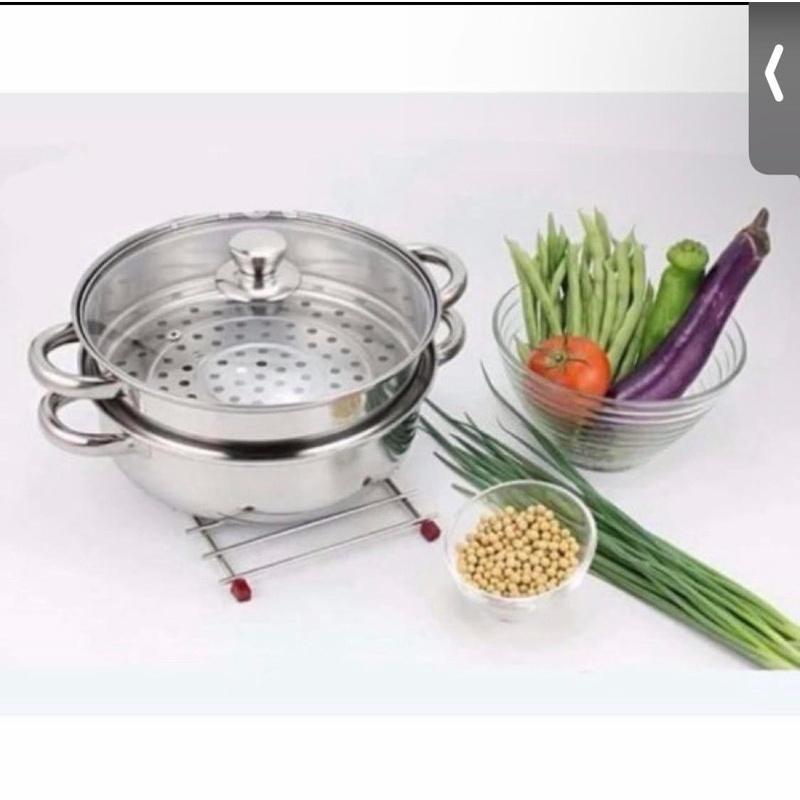 -- NỒI XỬNG HẤP INOX 2 TẦNG 28CM --